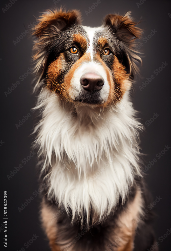 Portrait of Tricolor Rough Collie dog