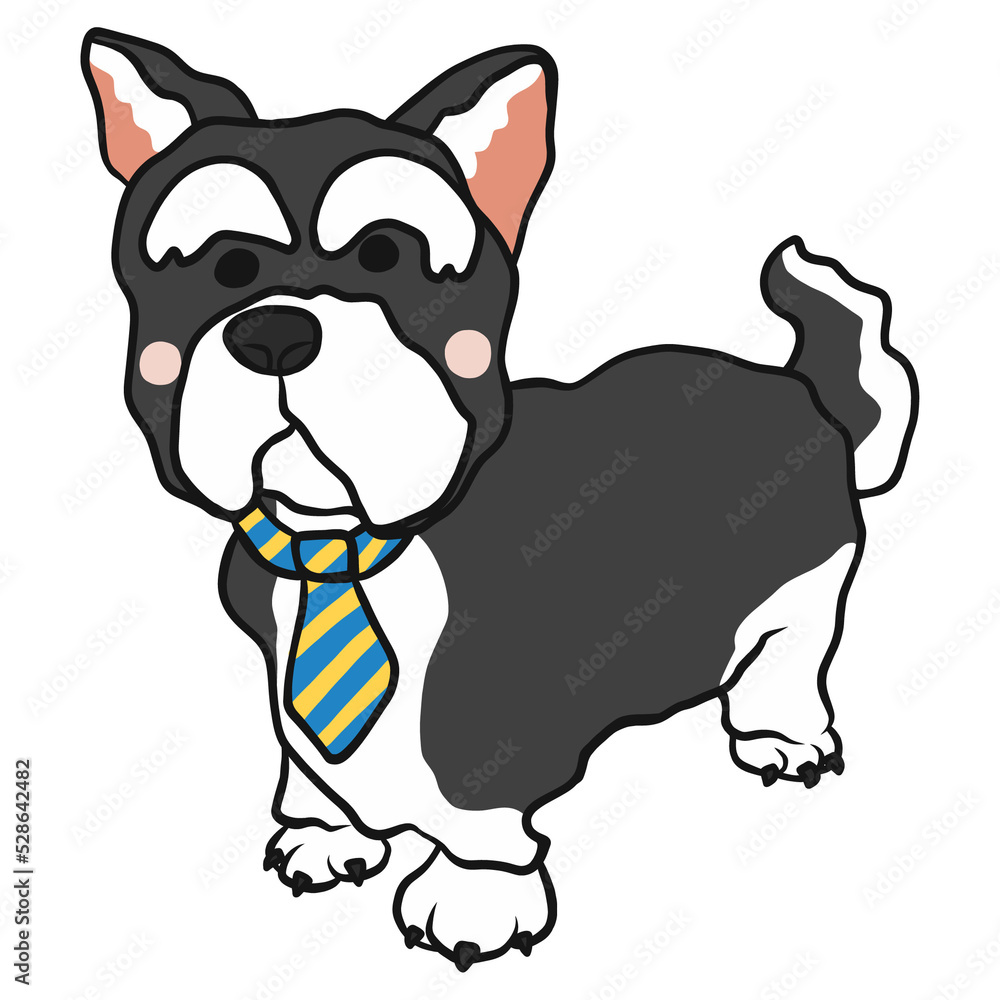 Gentleman Terrier dog wear necktie cartoon illustration Gentleman Terrier dog wear necktie cartoon illustration