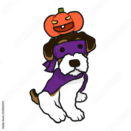 Terrier dog Halloween pumpkin cartoon illustration