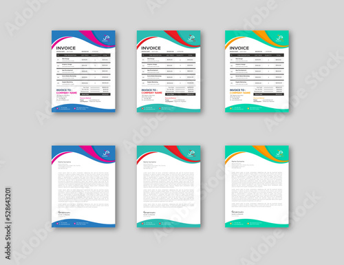 Corporate Creative Business invoice, Letterhead form template design.