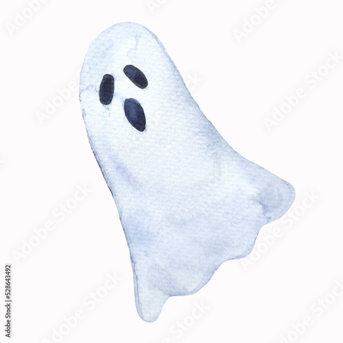 Halloween ghost watercolor hand drawn clipart isolated on white
