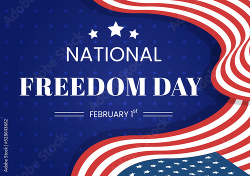 National Freedom Day Template Hand Drawn Cartoon Flat Illustration with American Flag and Hands Breaking a Handcuff Design