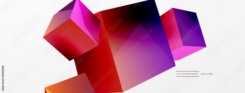 3d vector abstract background. Flying cubes composition. Trendy techno business template for wallpaper, banner, background or landing 3d vector abstract background. Flying cubes composition. Trendy techno business template for wallpaper, banner, background or landing