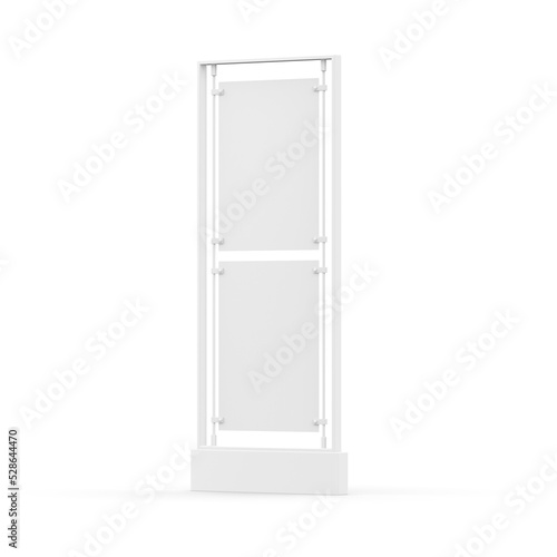 Blank poster stand mockup template on isolated white background  ready for your design and branding  3d illustration.