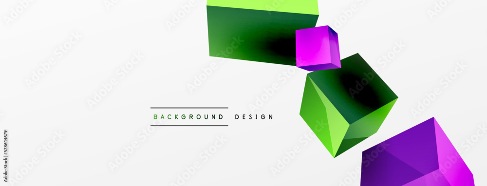 3d vector abstract background. Flying cubes composition. Trendy techno business template for wallpaper, banner, background or landing 3d vector abstract background. Flying cubes composition. Trendy techno business template for wallpaper, banner, background or landing