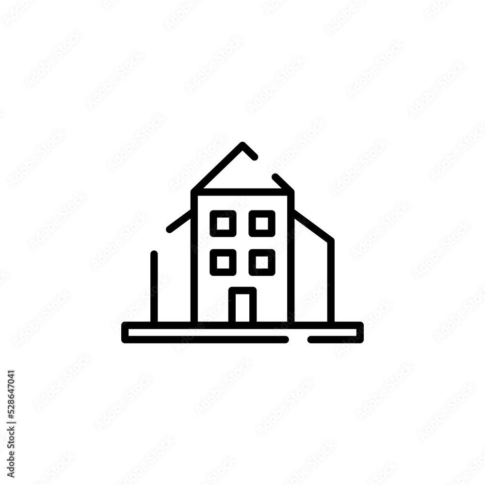 Hotel, Apartment, Townhouse, Residential Dotted Line Icon Vector Illustration Logo Template. Suitable For Many Purposes. Hotel, Apartment, Townhouse, Residential Dotted Line Icon Vector Illustration Logo Template. Suitable For Many Purposes.