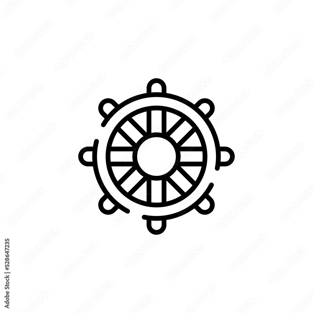 Rudder, Nautical, Ship, Boat Dotted Line Icon Vector Illustration Logo Template. Suitable For Many Purposes.
