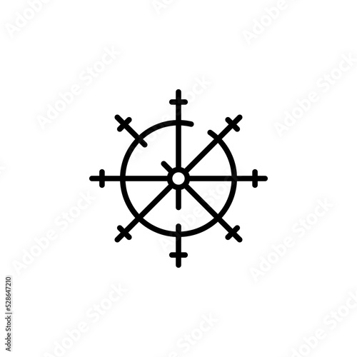 Rudder, Nautical, Ship, Boat Dotted Line Icon Vector Illustration Logo Template. Suitable For Many Purposes.