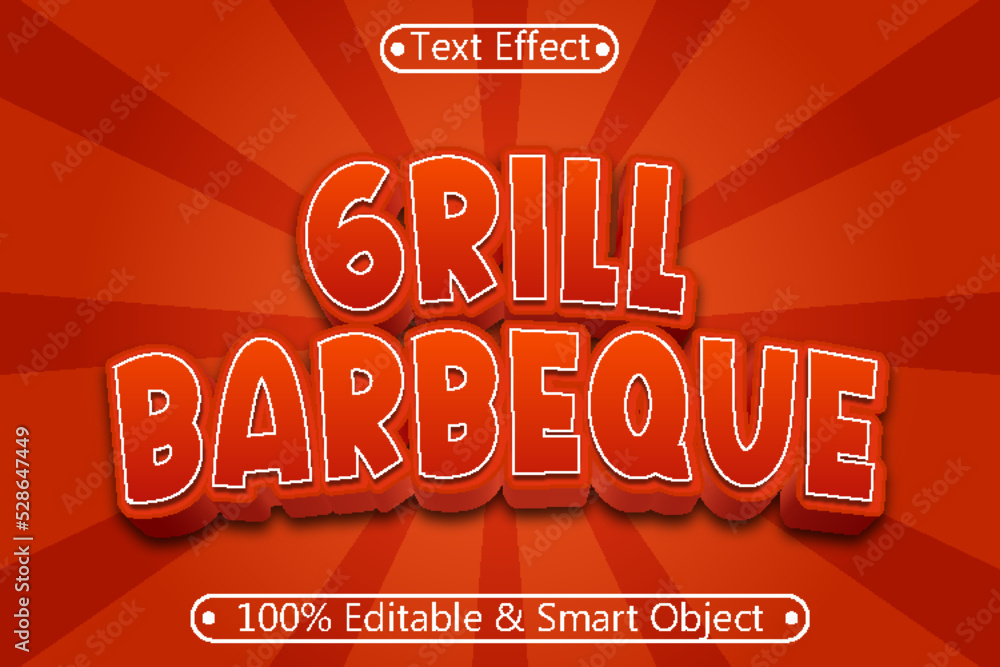 Grill Barbeque Editable Text Effect 3 dimension Emboss Modern Style