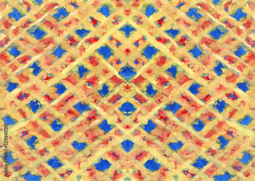 abstract checkered creative pattern as background, hand drawn artwork, watercolor on paper