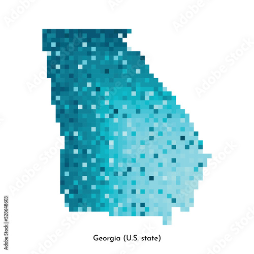Vector isolated geometric illustration with icy blue area of USA - State of Georgia (U.S. state) map. Pixel art style for NFT template. Simple colorful logo with gradient texture