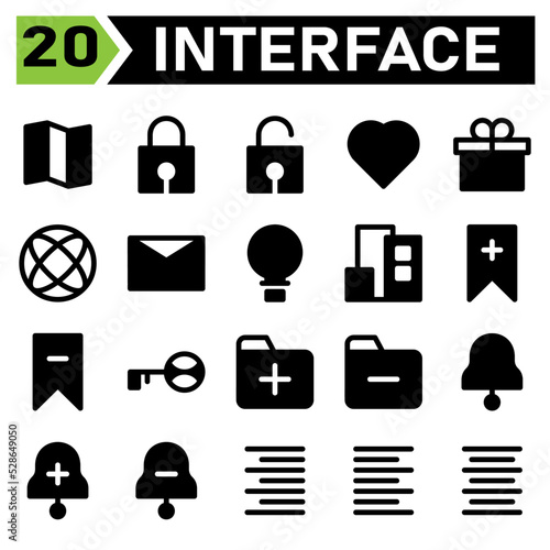 User interface icon set include map, location, guide, direction, user interface, lock, protect, security, padlock, unlock, love, hearth, favorite, wedding, gift, present, box, birthday