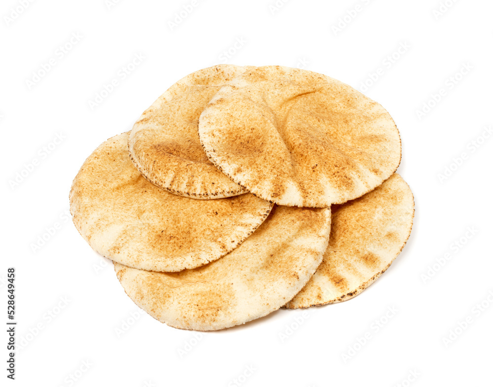 Wheaten Pita Flat Bread Stack Isolated, Flatbread, Chapati, Naan, Tortilla on White Background Wheaten Pita Flat Bread Stack Isolated, Flatbread, Chapati, Naan, Tortilla on White Background