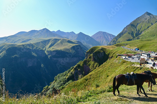 Georgian Military Highway and the Caucasus Mountains During Summer in Gudauri, Georgia