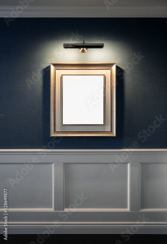 Blank picture frame on the wall with copy space
