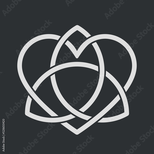 Celtic Trinity Knot logo. Wiccan symbol for protection and love. Occult sign. Vector isolated on black background