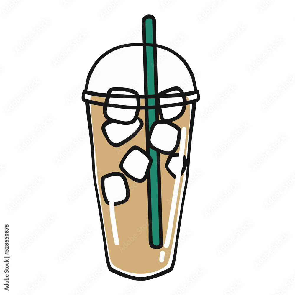 Original iced coffee cup cartoon illustration Original iced coffee cup cartoon illustration