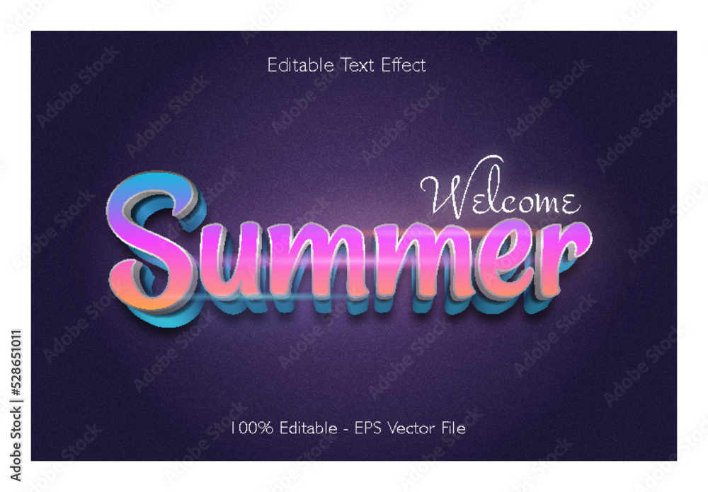 Welcome Summer editable text effect 3d emboss Gradient style Design Welcome Summer editable text effect 3d emboss Gradient style Design