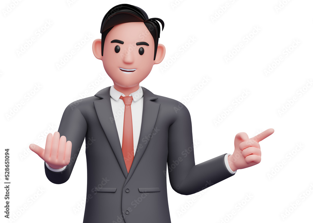 businessman in formal black suit doing come here gesture and pointing to the side, 3d illustration of a businessman pointing and inviting to join businessman in formal black suit doing come here gesture and pointing to the side, 3d illustration of a businessman pointing and inviting to join