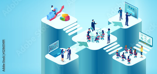 vector of a business team team analysing financial data, managing company