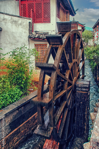 Watermill in Lijiang, Yunnan, China.It is the Lijiang old town , World Heritage