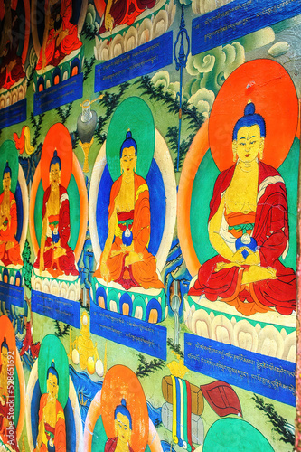 Buddhist mural at Tashi Lhunpo Monastery, Shigatse, Tibet, China photo