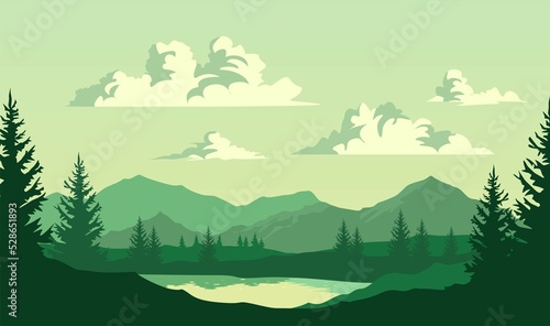 landscape with trees and mountains