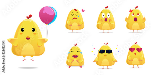 Set of cute chicks illustration in various expressions