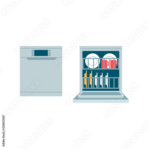 Dishwasher appliance on white background