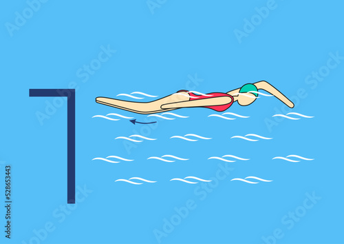Diving with dolphin legs and freestyle swimming. Water, swimming pool, sport, exercise.