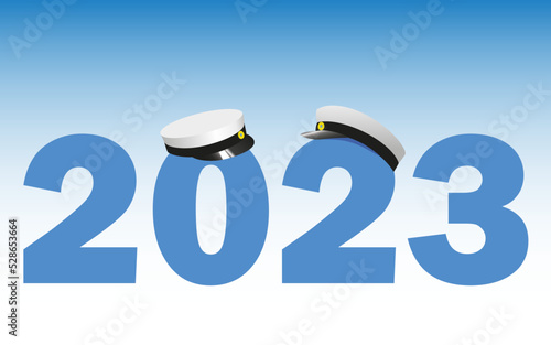 Graduation 2023, traditional Swedish "Studenten" caps, to celebrate the finish  from Gymnasium.  Vector Illustration