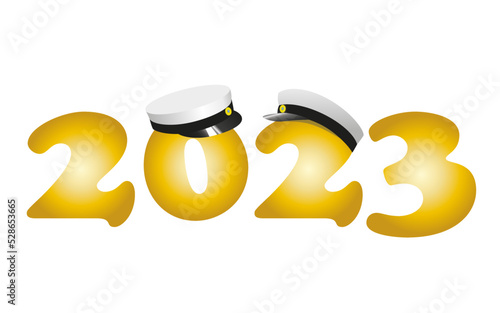 Graduation 2023, traditional Swedish "Studenten" caps, to celebrate the finish  from Gymnasium.  Vector Illustration