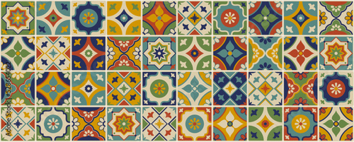 Colorful azulejos traditional tiles background photo