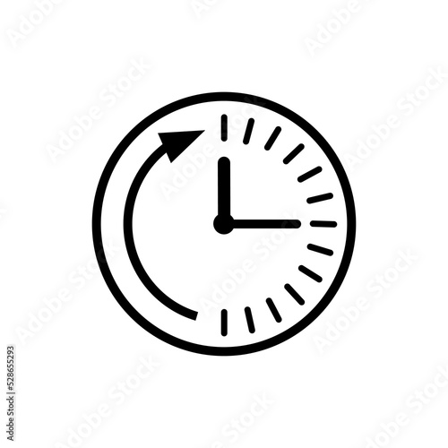 Clock countdown icon in flat style. Time chronometer vector illustration on white isolated background. Clock business concept.