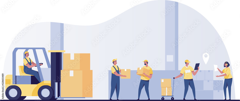 Warehouse Management, logistic process, Warehouse worker or delivery team. Shipping and delivery procedures. parcel boxes, forklift driver. Warehouse Management, logistic process, Warehouse worker or delivery team. Shipping and delivery procedures. parcel boxes, forklift driver.