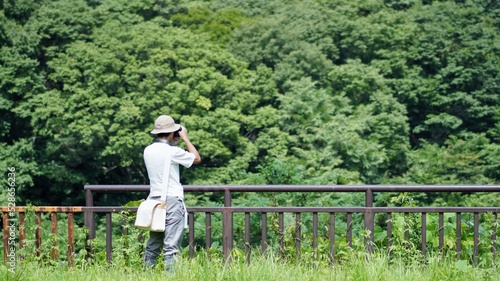 A lonely man traveling in Japan.