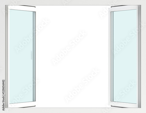 Open window isolated on white, 3d illustration