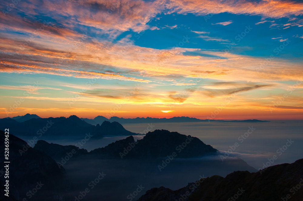 Sunrise from Rifugio dal Piaz, Alta Via 2, Dolomites, Italy