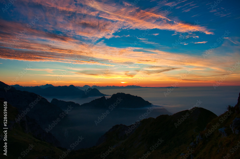 Sunrise from Rifugio dal Piaz, Alta Via 2, Dolomites, Italy