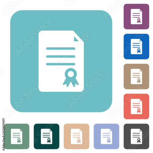 Certificate document solid rounded square flat icons