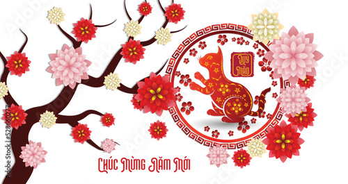 Happy lunar new year 2023, Vietnamese new year, Year of the Cat.
(Translation vietnamese: Happy new year, year of the cat)