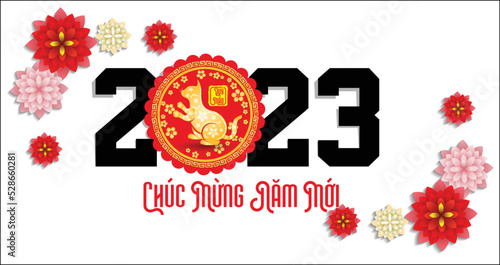 Happy lunar new year 2023, Vietnamese new year, Year of the Cat.
(Translation vietnamese: Happy new year, year of the cat)