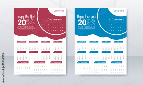Minimal wall calendar design template page new year 2023

