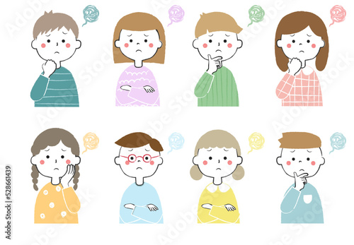 困った子どもたちのアイコン　男の子　女の子