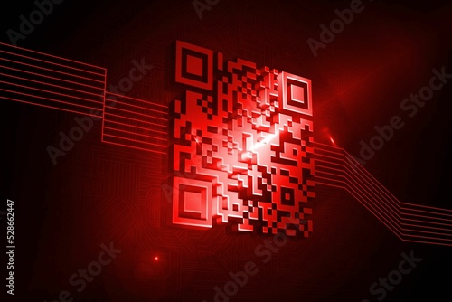 Shiny red barcode on black background