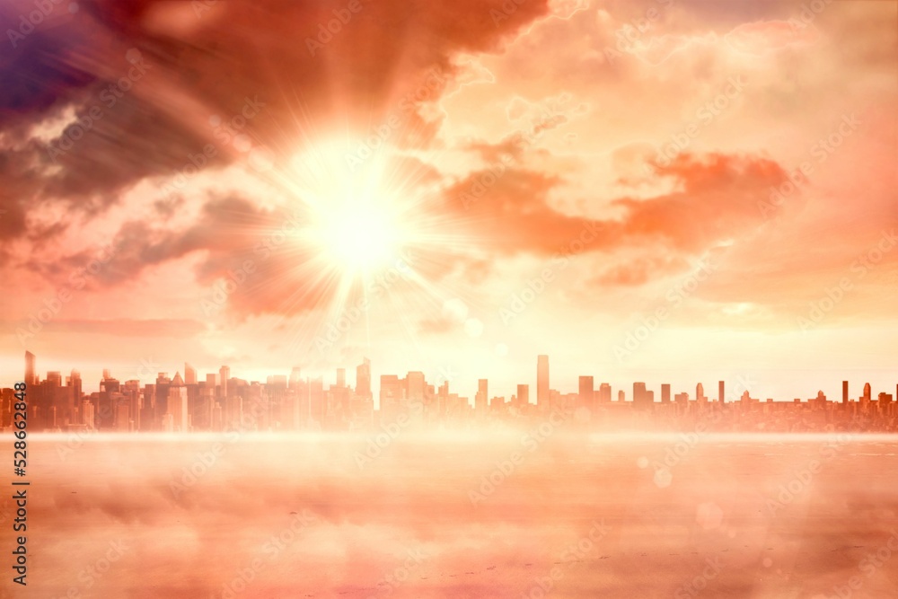 Sun shining over city Sun shining over city