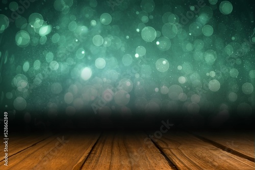 Shimmering light design over boards