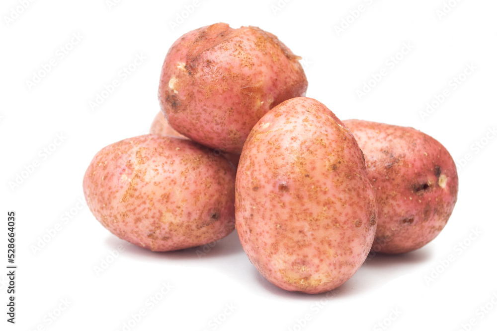 Fresh red raw potatoes on a white background Fresh red raw potatoes on a white background