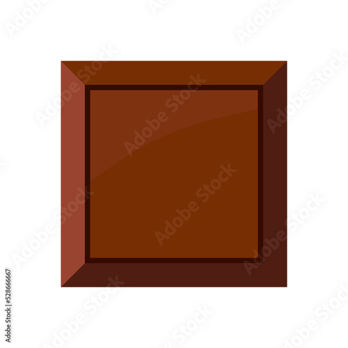 Chocolate bar piece square chunk candy vector icon. Yummy brown dark, bitter, milky choco part isolated on white background. Flat design cartoon style cacao sweet food clip art illustration.
