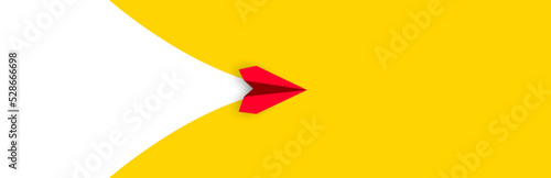 The red plane is taking off. Thinking different, Business leader, personality development idea concept.